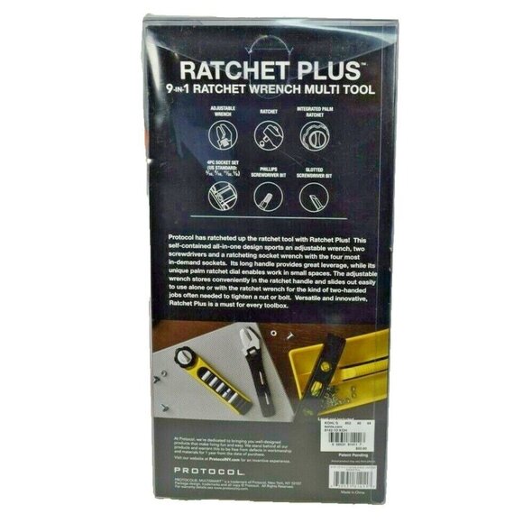 Protocol 9 in 1 Multi Smart Ratchet Plus, Ratchet and Wrench Multi Tool New - Picture 3 of 4